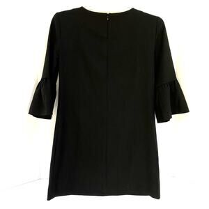 Zara Woman classic black dress ruffle 3/4 sleeves size M back zipper career